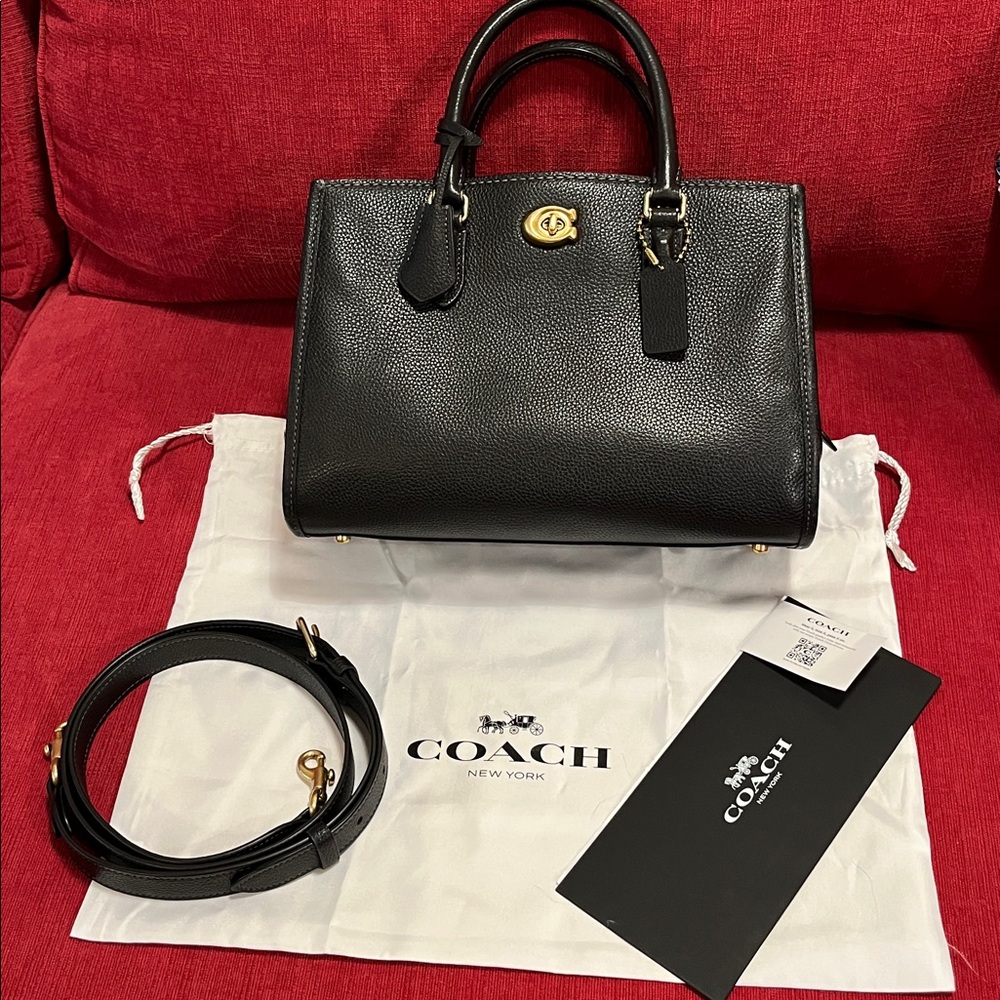 Authentic Coach CE732 Brooke 28 Carryall Black pebbled leather EUC